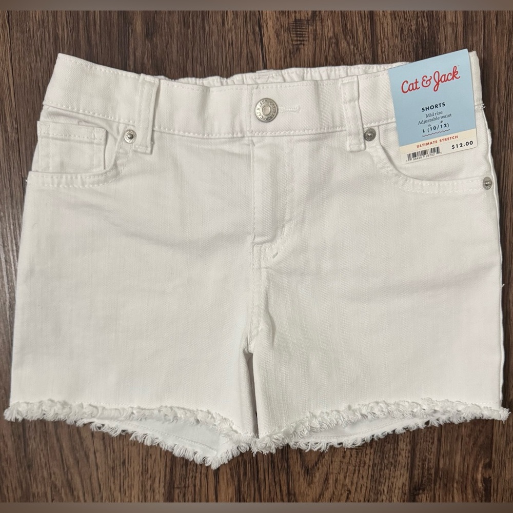 Cat & Jack Cutoff Mid-Rise Jean Shorts White Size Large
